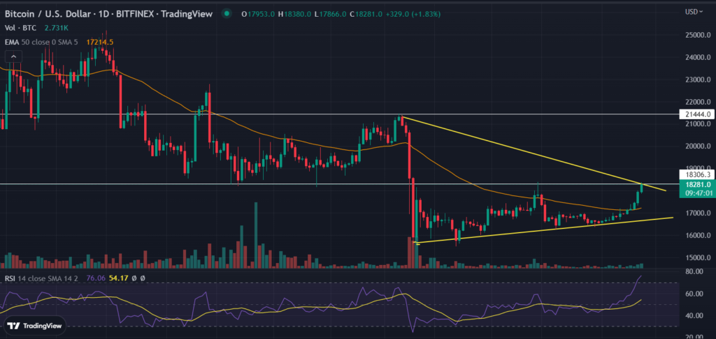 Bitcoin Price Analysis: BTC Jumps Above $18,300 As U.S CPI Data Slows Down