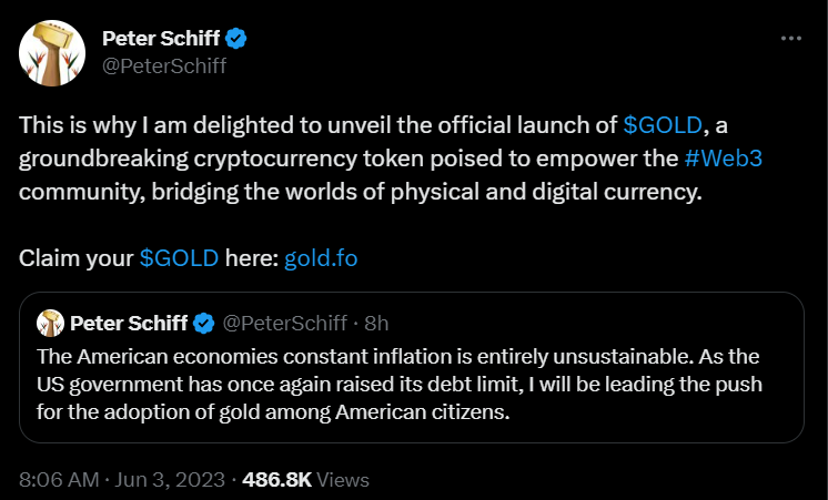 Economist Peter Schiff’s Hacked Twitter Account Shills GOLD Token