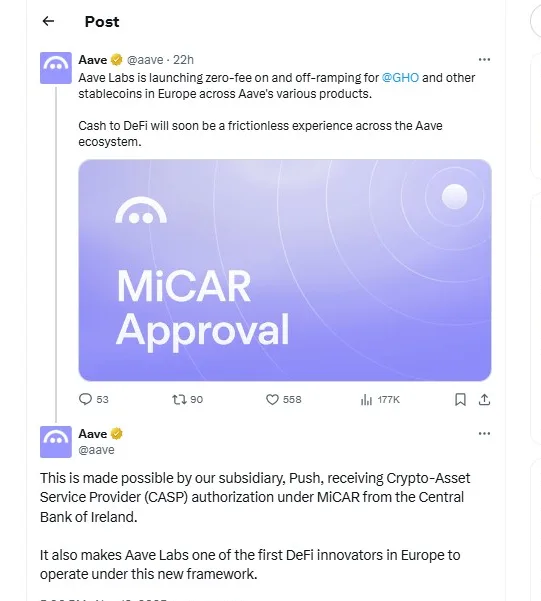 MiCA Approval X Post