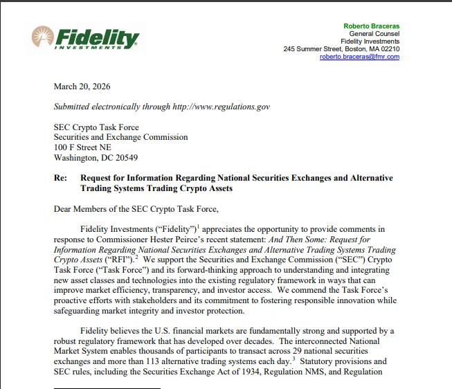 Fidelity Urges SEC to Clarify Crypto Broker-Dealer Rules