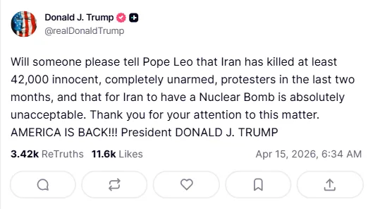 Trump’s Pope Leo Lecture Turns Iran Row Into New Theater