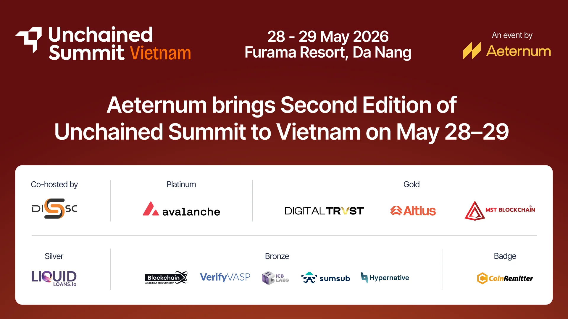 Aeternum brings Second Edition of Unchained Summit to Vietnam on May 28–29